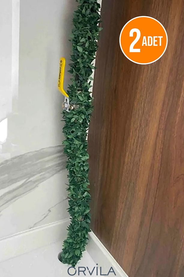 2 Adet - Telli Sarmaşık Yaprak Şerit Yapay Çiçek Sarmaşık Süsleme Çiçeği - 2x7 Metre (14 Metre) - 1