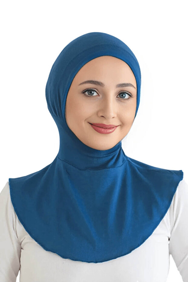 Hijab with Practical Neck Collar - Sports Hijab Bonnet - Blue Bon23502 Dyr