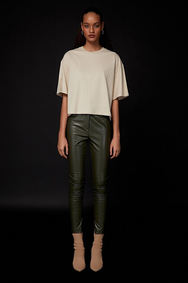 Beige Colored Basic T-Shirt - 2