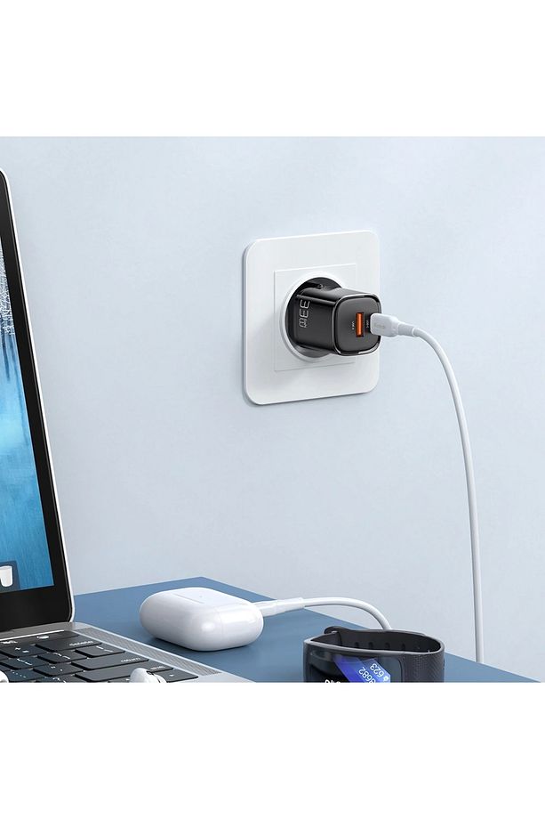 Ch-0151 33w Gan Pd 1xusb 1xtype-c Girişli Mini Hızlı Şarj Adaptörü-siyah - 5