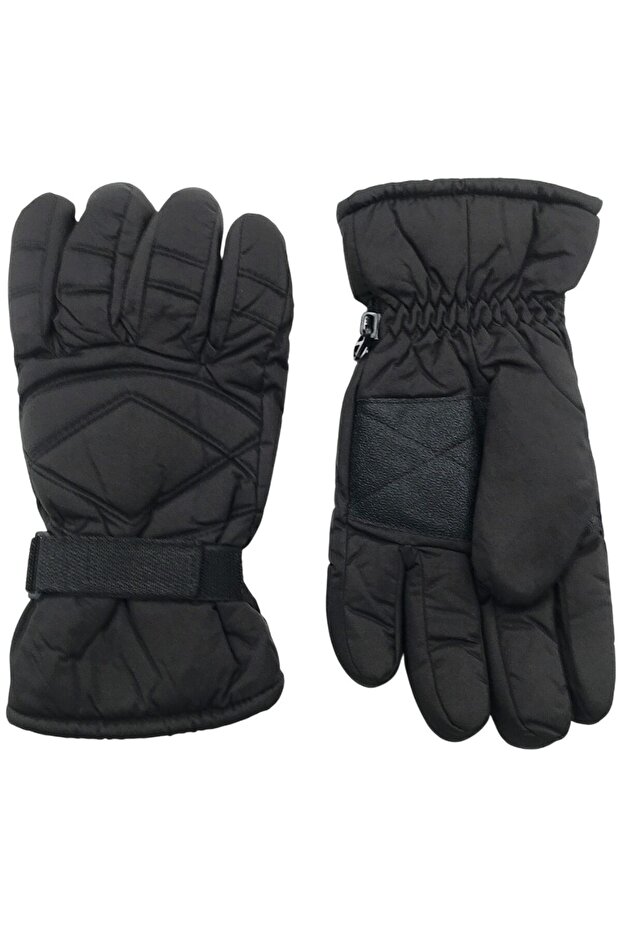 Ebeveyn Garson Kar Eldiven Siyah Düz Kar Eldiven - 1