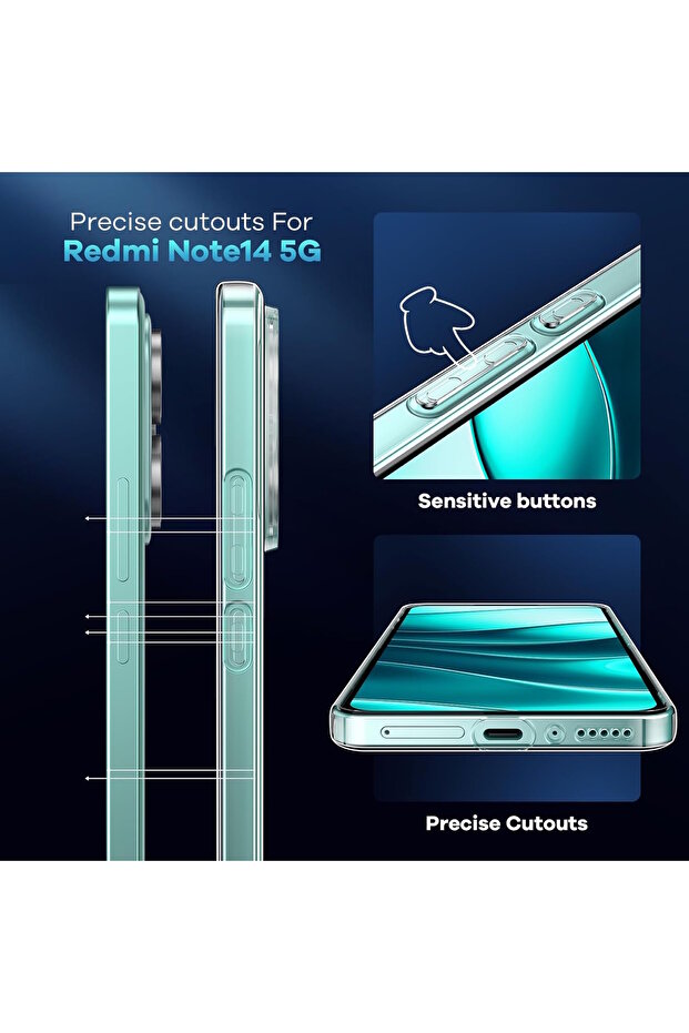 Redmi Note 14 Case with Camera Protrusion Protection Soft Silicone + 9H Screen Protector Glass 2in1 Set - 7