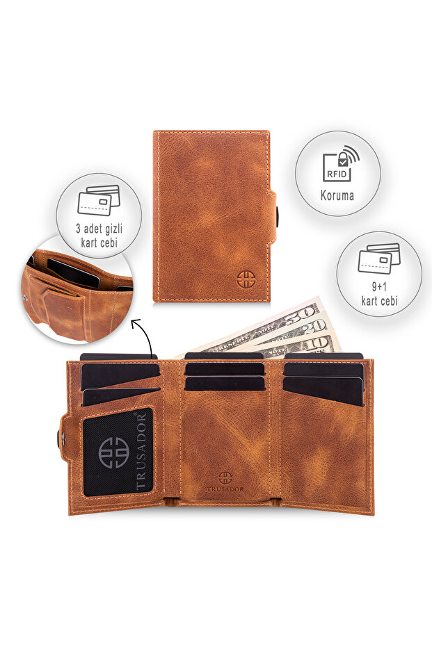 Toscana Taba Coin Pocket Wallet Unisex Genuine Leather Rfid Protected Men's Women's Mini Gift