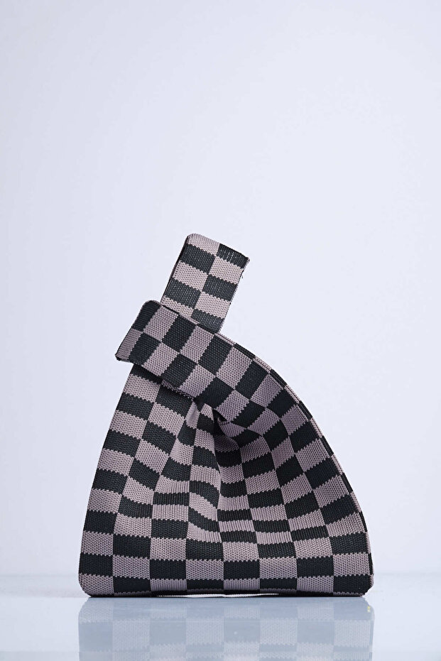 Трикотажна сумка з картатим візерунком - 3