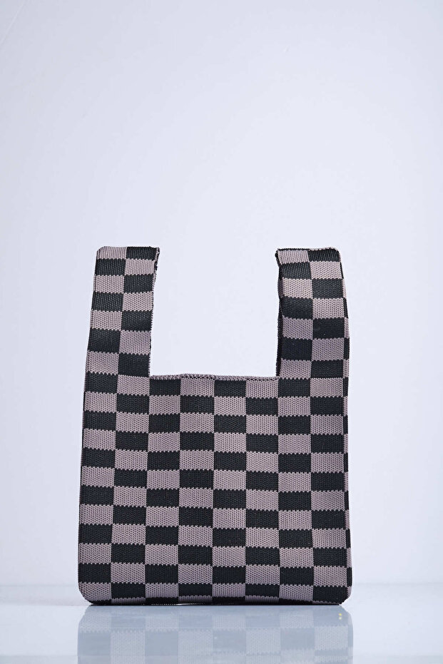 Трикотажна сумка з картатим візерунком - 2