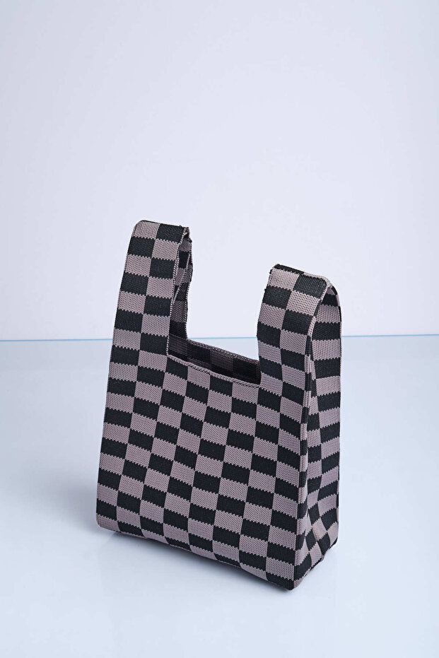 Трикотажна сумка з картатим візерунком - 4