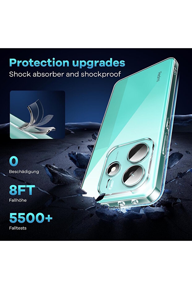 Redmi Note 14 Case with Camera Protrusion Protection Soft Silicone + 9H Screen Protector Glass 2in1 Set - 5