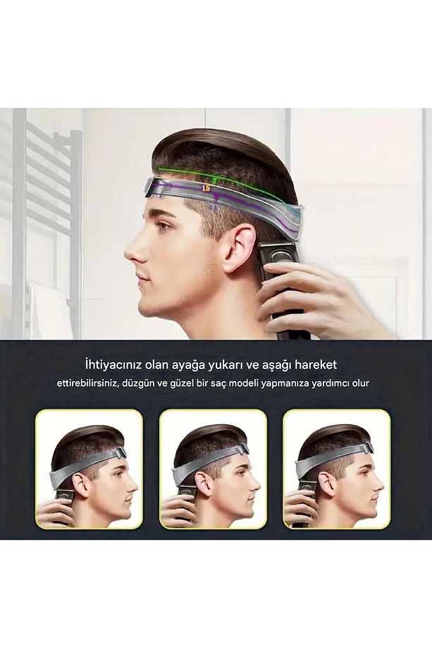 Ayarlanabilir Saç Kesim Kılavuzu ve Eğik Tarak Seti - Erkekler İçin Kuaför ve Ev Kullanımı - 5
