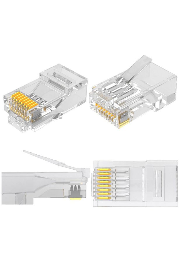 100 Adet - RJ45 Konnektör Network Cat5 Cat6 Jak Jack Ethernet Uç - 6