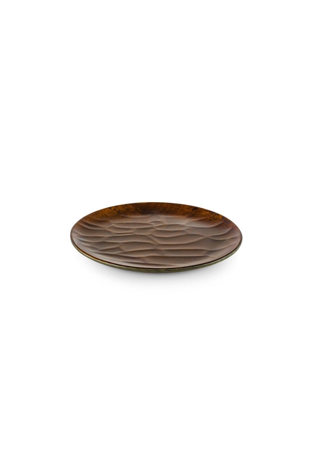 Hybrid Wooden Embossed Service Plate 6 Pieces 32 cm Chestnut Patterned