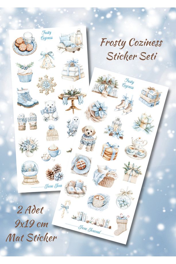 JJ02122 Frosty Sticker Seti ( Bullet Journal Ve Ajandalar İçin İdealdir) - 1