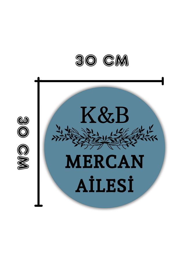 Modern Kapı Süsü - Mavi Kişiye Özel Baş harf ve Soyisim Tasarım - Dış Mekan Kapı Süsü - 3