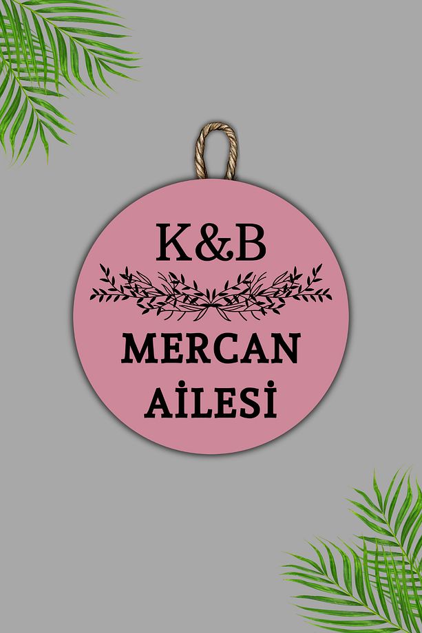 Modern Kapı Süsü - Pembe  Kişiye Özel Baş harf ve Soyisim Tasarım - Dış Mekan Kapı Süsü - 2