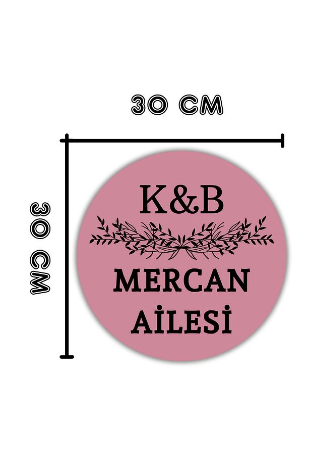 Modern Kapı Süsü - Pembe  Kişiye Özel Baş harf ve Soyisim Tasarım - Dış Mekan Kapı Süsü - 3