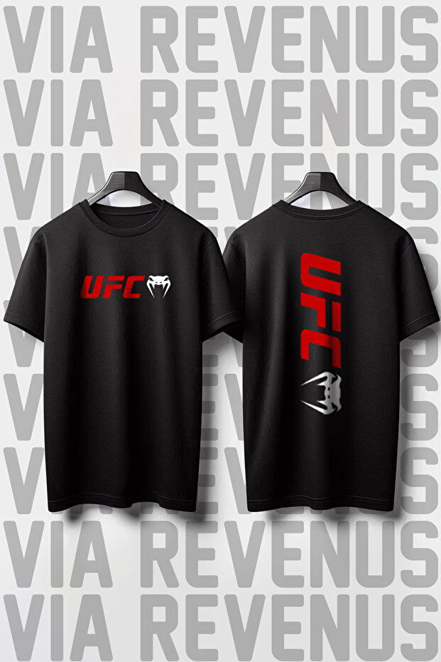 تيشيرت للجنسين برقبة دائرية وطبعة أمامية وخلفية من UFC