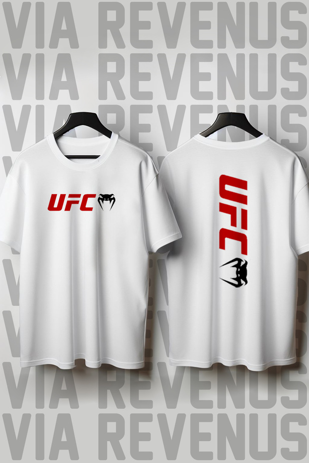 تيشيرت للجنسين برقبة دائرية وطبعة أمامية وخلفية من UFC