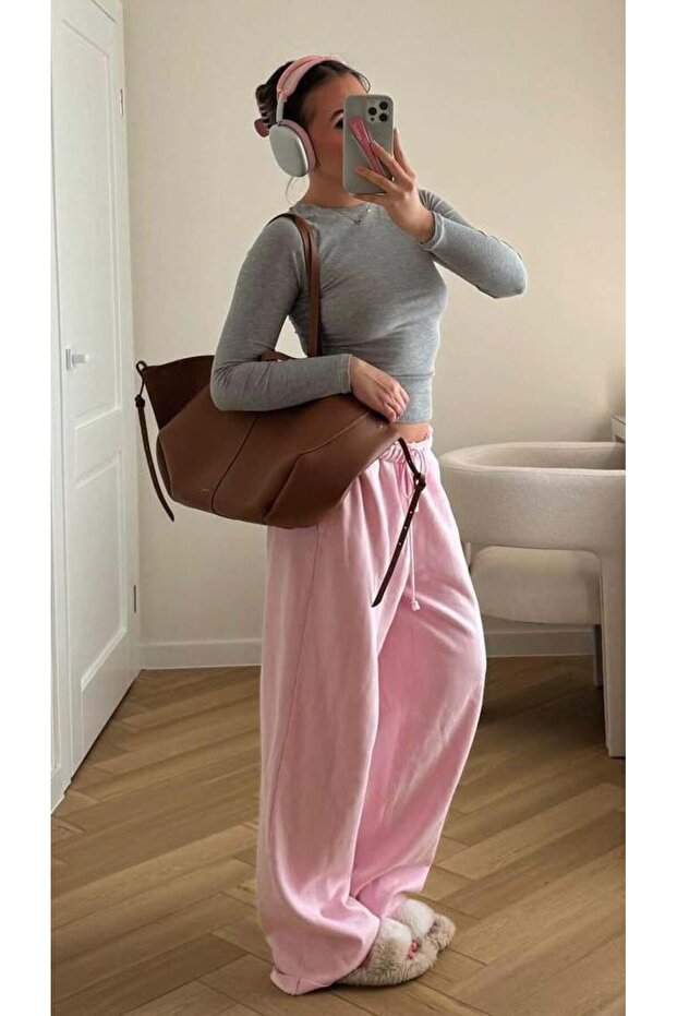 Madmext Pembe Bol Paça Kadın Eşofman Altı MG2279