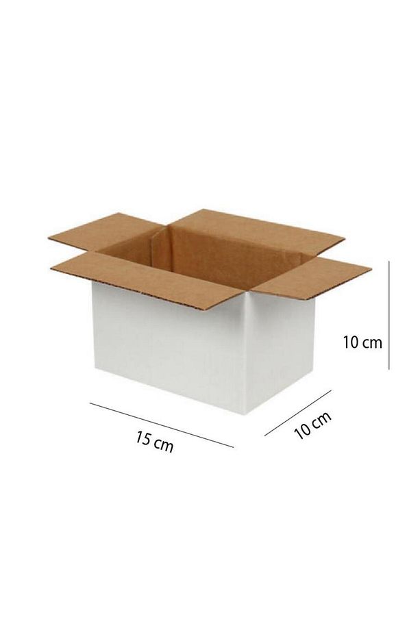 15x10x10 Cm Tek Oluklu Koli Beyaz 10 Adet - 4