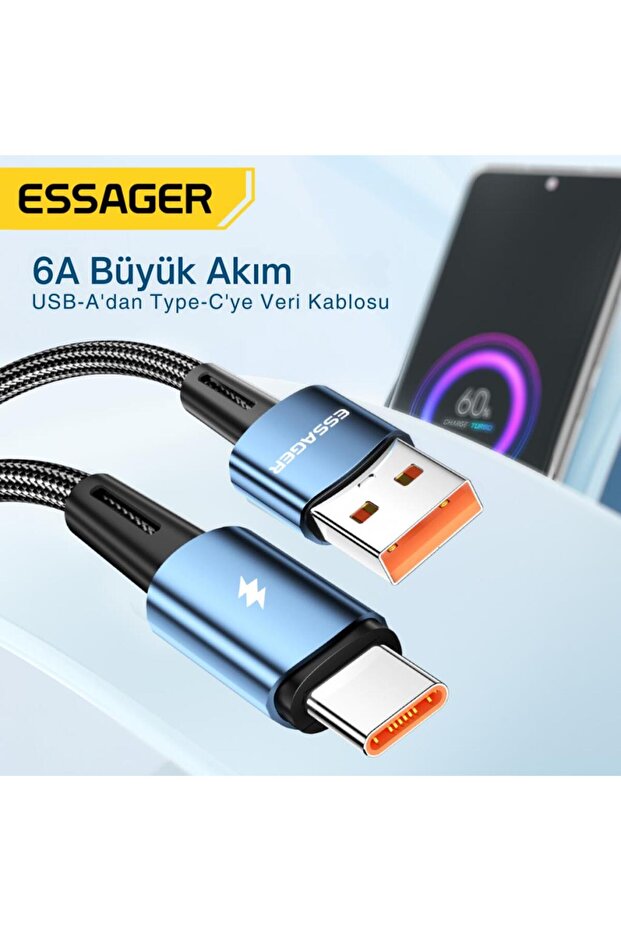 2 Metre 120w 6a Pd3.1 Usb To Type-c Mega Hızlı Data Şarj Kablosu, Ultra Sağlam Halat Kablo K - 3