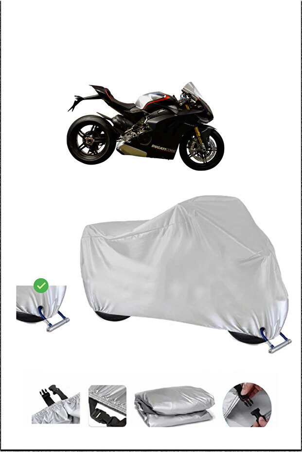 قفل Ducati PANIGALEV4SP متوافق مع دراجة نارية مقاومة للماء ومتينة - رمادي