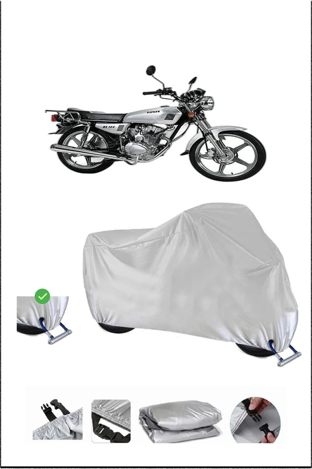 Kanuni Bs125 Lock Compatible Waterproof Durable Motorcycle Canvas-Gray