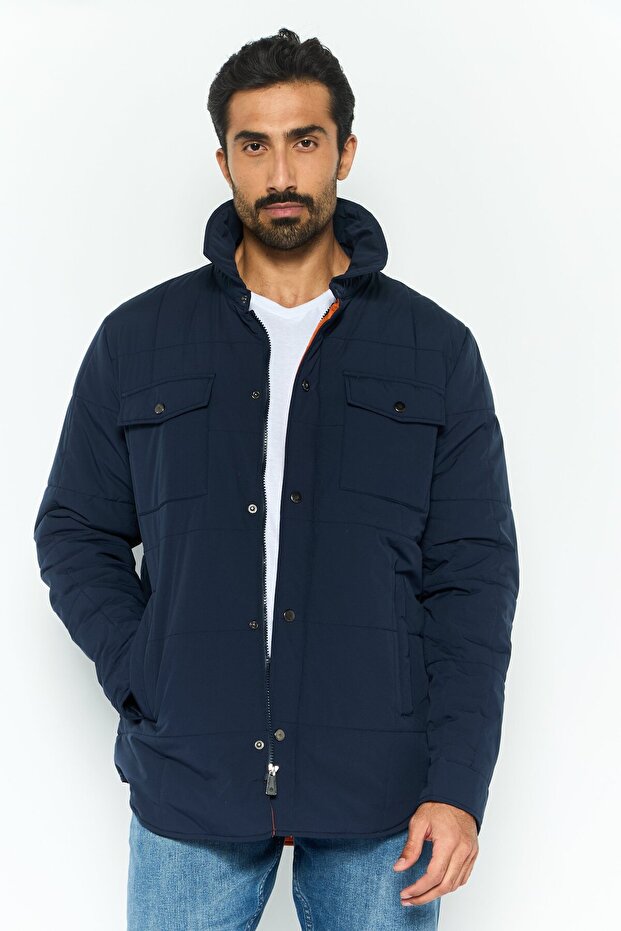 سترة مبطنة للرجال، لون أزرق داكن - 1