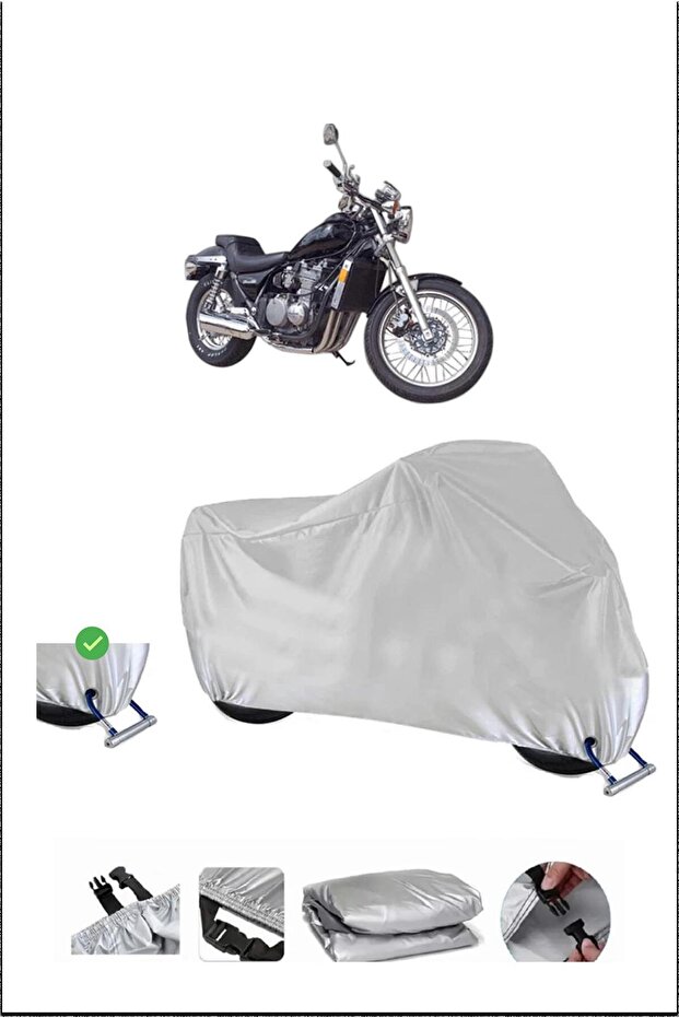 قفل Kawasaki ZL600 متوافق مع غطاء دراجة نارية متين مقاوم للماء - رمادي