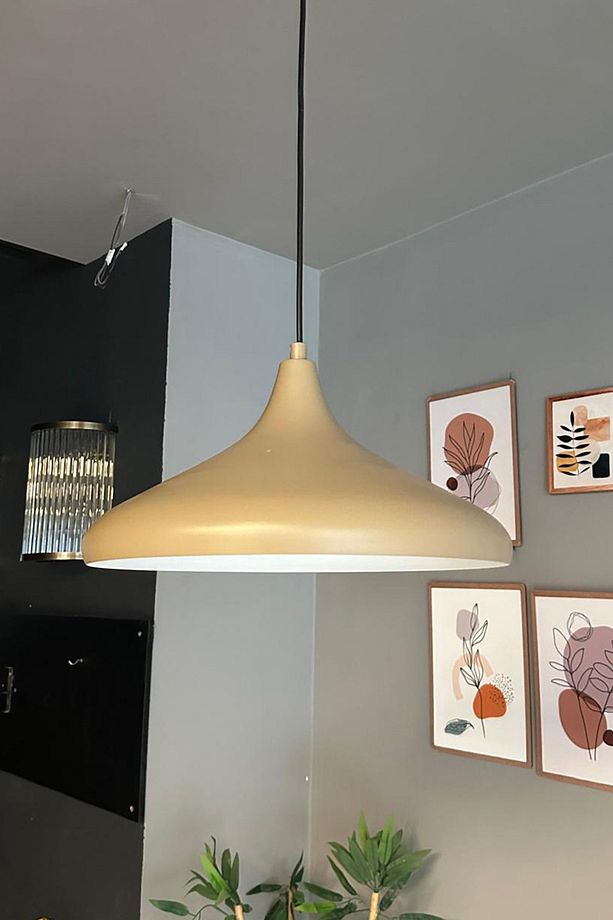 Champion Bej Tekli Avize Kafe Iç Mekan Salon Oturma Odası Mutfak Yatak Odası Sarkıt Modeli - 1