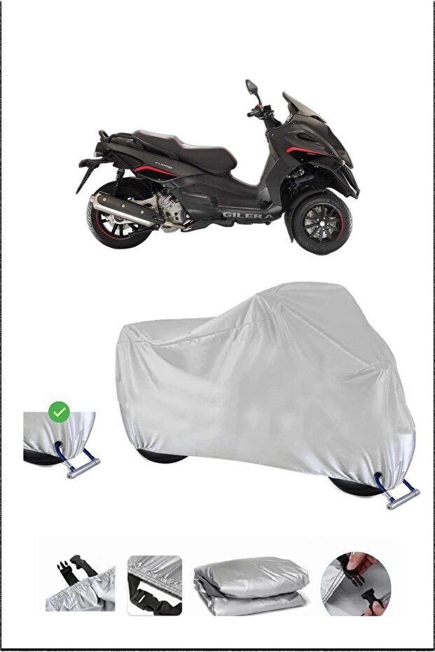 Gilera Fuoco500 Lock Compatible Waterproof Resistant Motorcycle Canvas-Gray