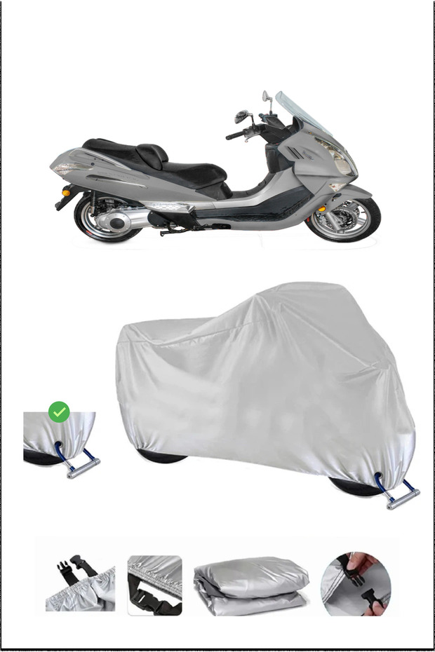 قفل CFMOTO JETMAX متوافق مع غطاء دراجة نارية متين مقاوم للماء - رمادي