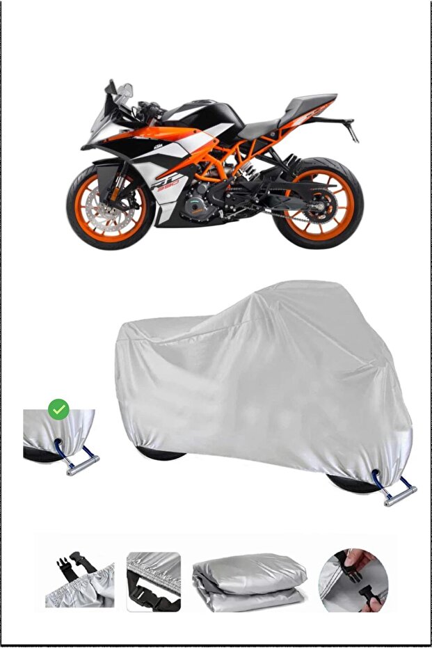 قفل KTM 390RC متوافق مع غطاء دراجة نارية مقاوم للماء ومتين - رمادي