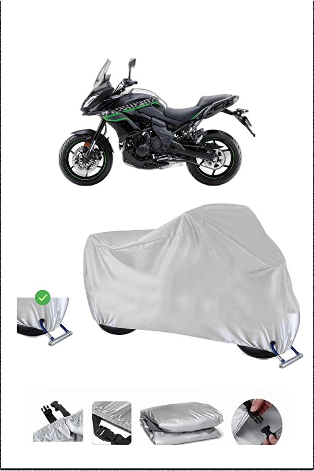 دراجة نارية كاواساكي VERSYS1000 متوافقة مع القفل ومقاومة للماء - رمادي