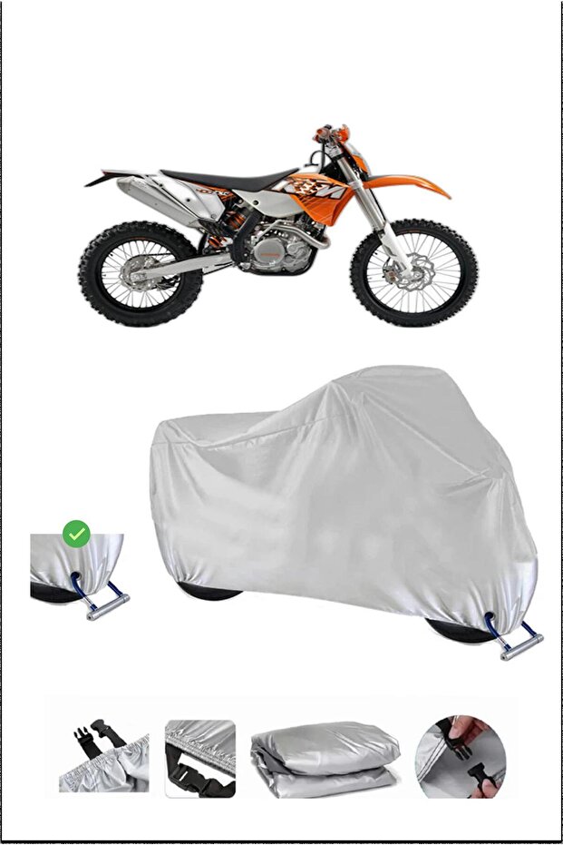 قفل KTM 400SXC متوافق مع غطاء دراجة نارية مقاوم للماء ومتين - رمادي