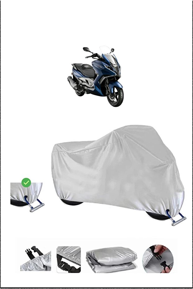 قفل Arora GT125 متوافق مع غطاء دراجة نارية مقاوم للماء ومتين - رمادي
