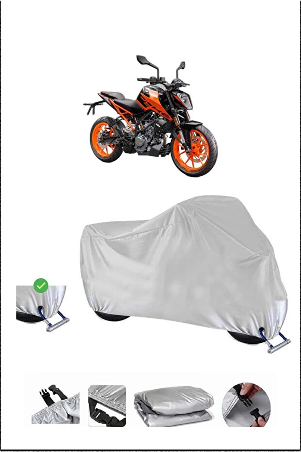 قفل KTM 200DUKE متوافق مع غطاء دراجة نارية متين مقاوم للماء - رمادي