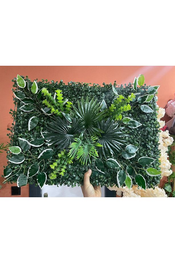 Yapay Çiçek Duvar Kaplama 40 A 60 Panel Şimşir Duvar Uygulama - 1