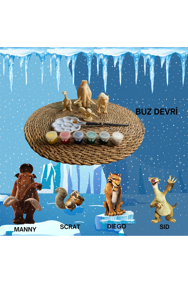 Buz Devri Karakterleri Boyama Seti - 3d Baskı Kendin Yap Seti - 3