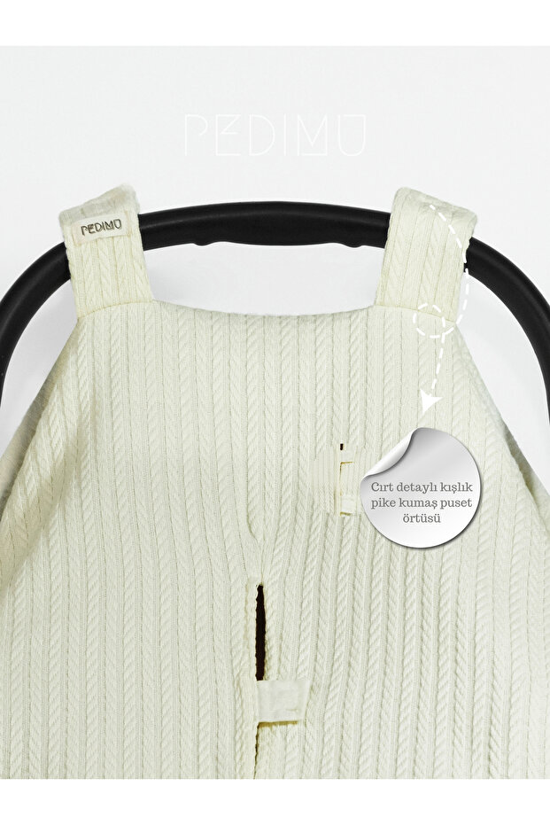 Kışlık Pike Kumaş Soft Renk Cırtlı Puset Örtüsü %100 Cotton - 4