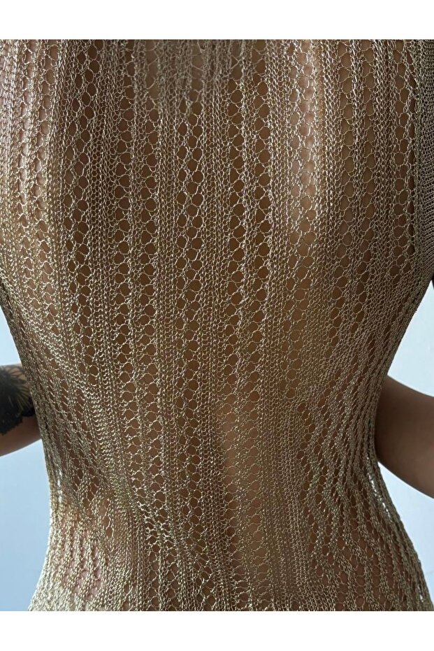 Gold Triko Elbise - 3