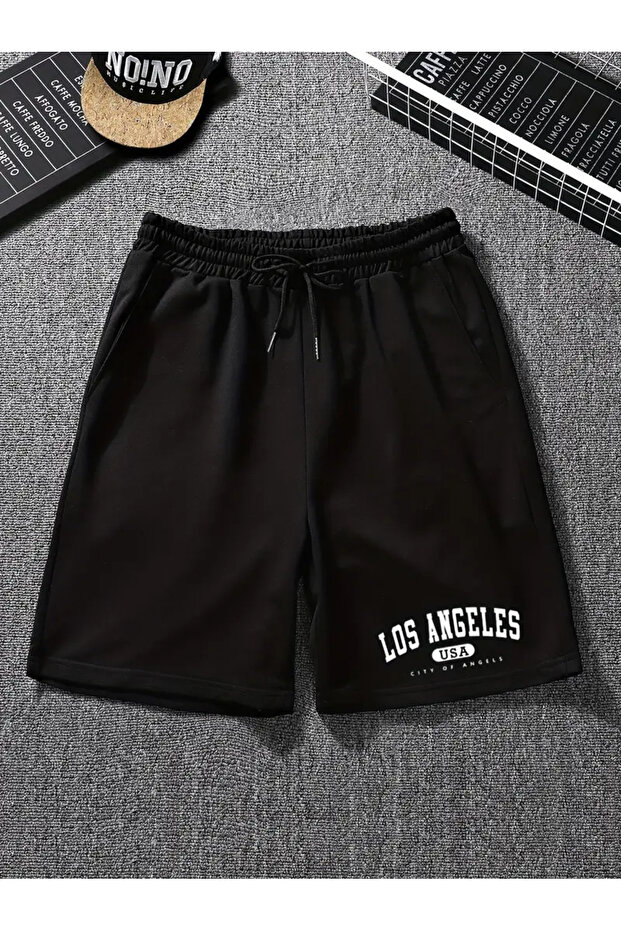 Erkek Los Angeles Baskılı Renkli Basic Şort - 1