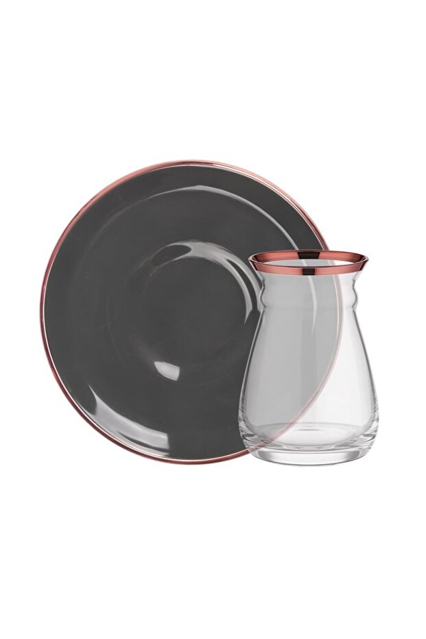 Solıd Antrasit Rosegold 6 Kişilik Çay Seti - 1