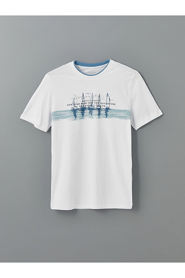 LCWAIKIKI Classic Crew Neck Short Sleeve Printed Combed Cotton Men's T-Shirt