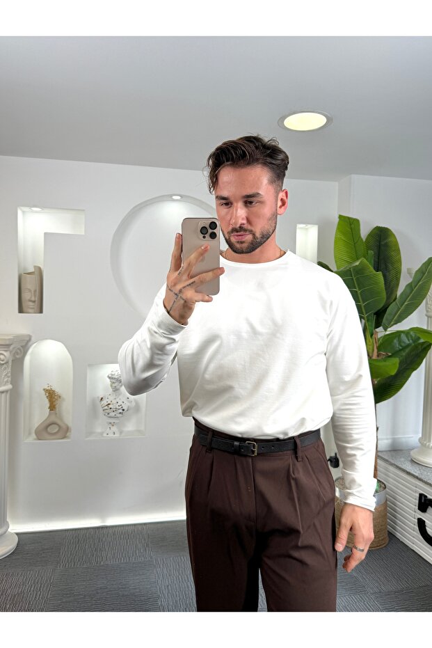 Beyaz Basic Regular Fit Badi - 4