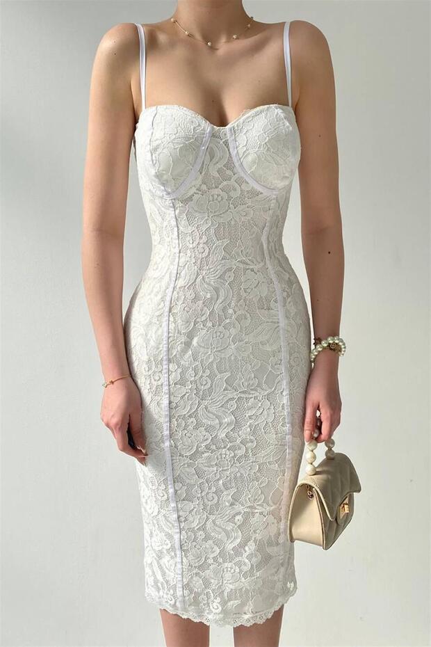 *ASKILI KORSELİ MİDİ ELBİSE - 4