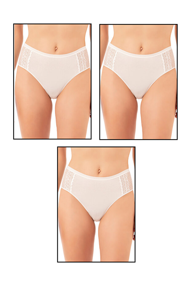 Özkan 25592 3-Pack Women's Cotton Modal Flexible Comfortable Lace Bato Panties