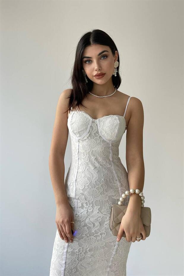 *ASKILI KORSELİ MİDİ ELBİSE - 1