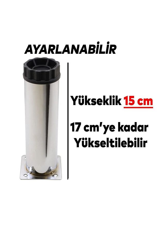 Ayarlanabilir Mobilya Kanepe Baza Koltuk Metal Destek Yükseltici Ayağı 15 cm  (4 ADET) - 4