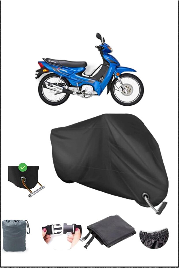 قماش القنب الأسود Kymco Aktıv110 المتين المتوافق مع قفل الدراجات النارية المقاوم للماء