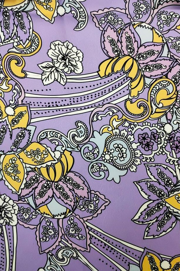 Çiçek Desenli Dijital Baskılı Şifon Saten Kumaş / En 1,50 cm - Elbise , Perde ve Kırlent - 2