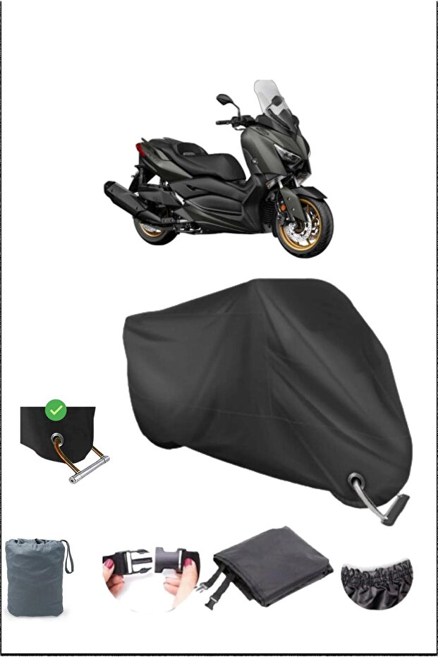 قماش مشمع أسود للدراجات النارية ياماها X-max400 متين متوافق مع القفل المقاوم للماء متين ومقاوم للماء